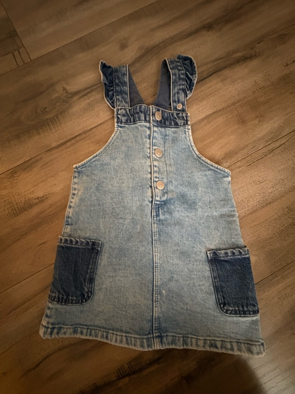 H&M Light Blue Denim Pinafore Dress with Dark Blue Pocket Details